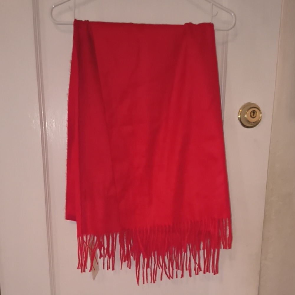 NWT Sky Cashmere | Red Scarf with Fringe